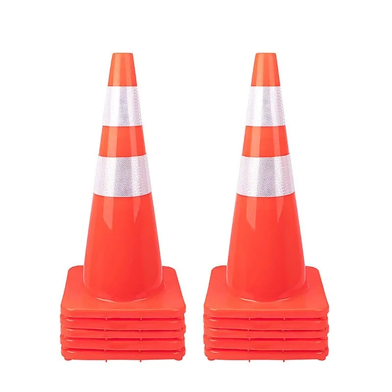 10-Pack 28 in. PVC Safety Traffic Road Cones