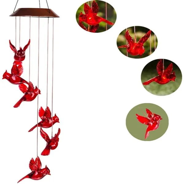 2024 Hot SaleSolar Cardinal Wind Chime Light