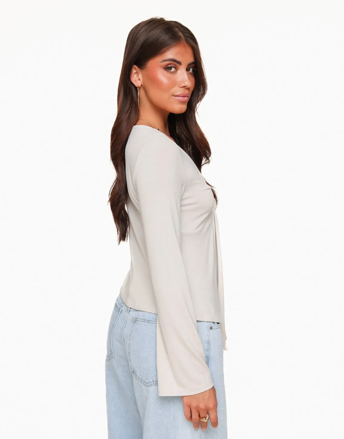 Beige Strik LS - Top
