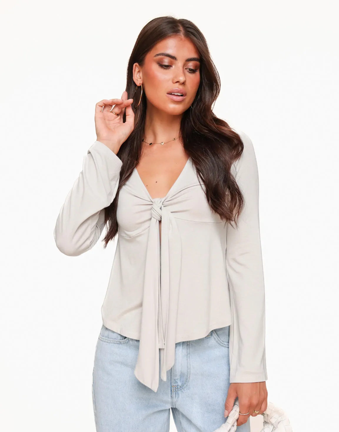 Beige Strik LS - Top