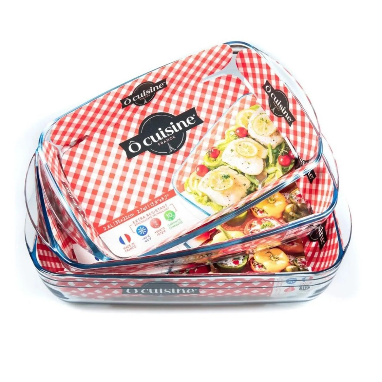 Ôcuisine Glass Roasting Set Of 3 4.9L, 3.8L, 2.6L