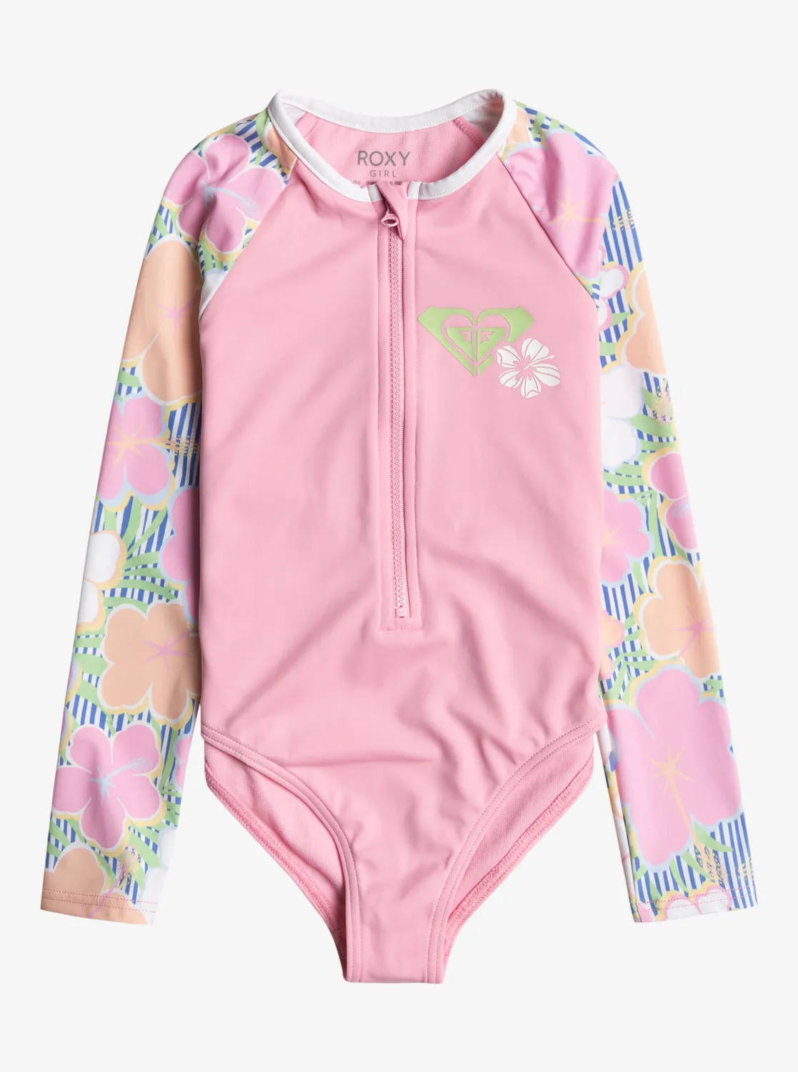 Girls 2-7 Tiny Flower Long-Sleeve Front-Zip Swimsuit - Ultramarine Teenie Flower