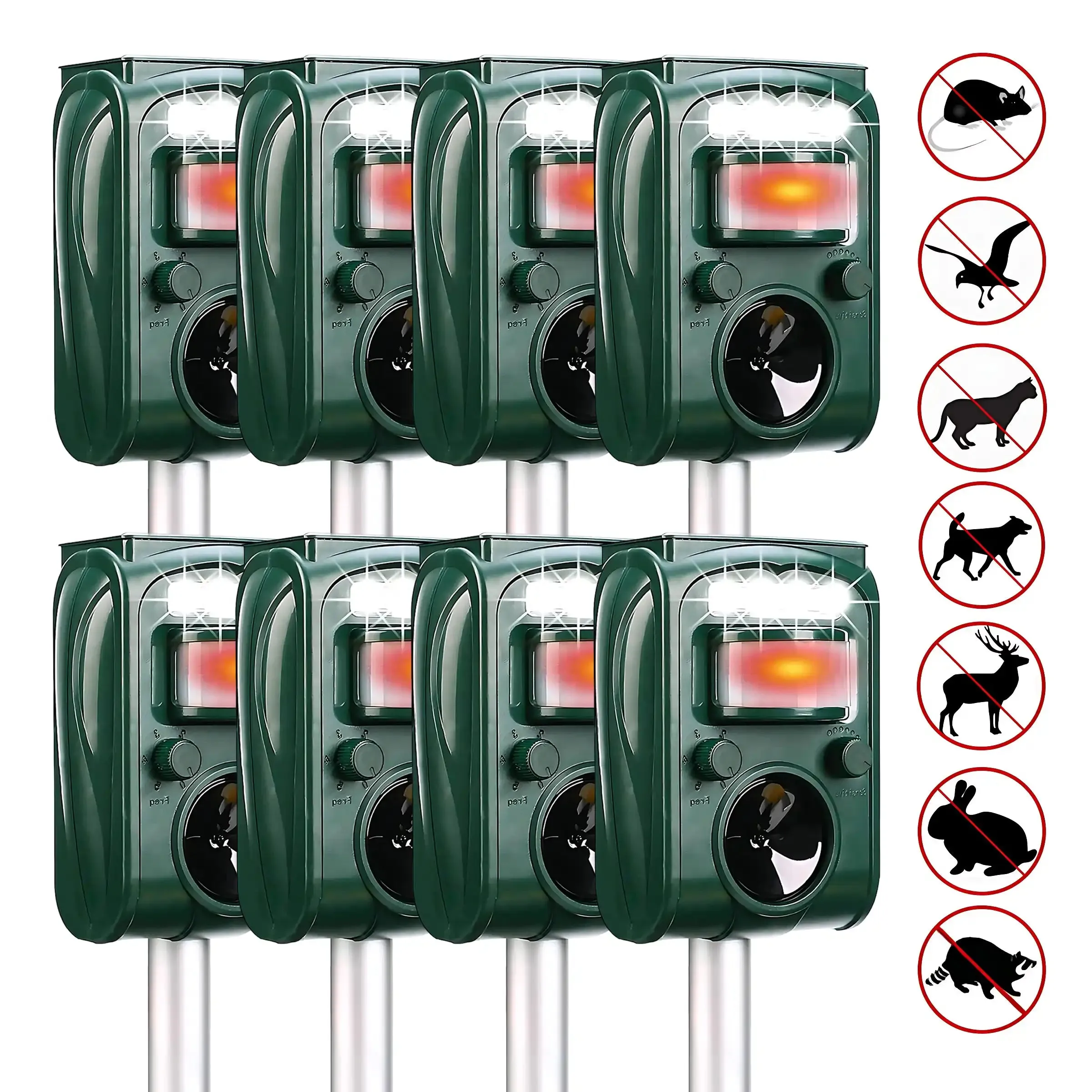 Highly Efficient Solar Ultrasonic Animal Repeller - With 5 Frequencies, Repels Moles, Squirrels, Deer, Snakes, Cats, Dogs, Raccoons, Skunks, Foxes, Birds