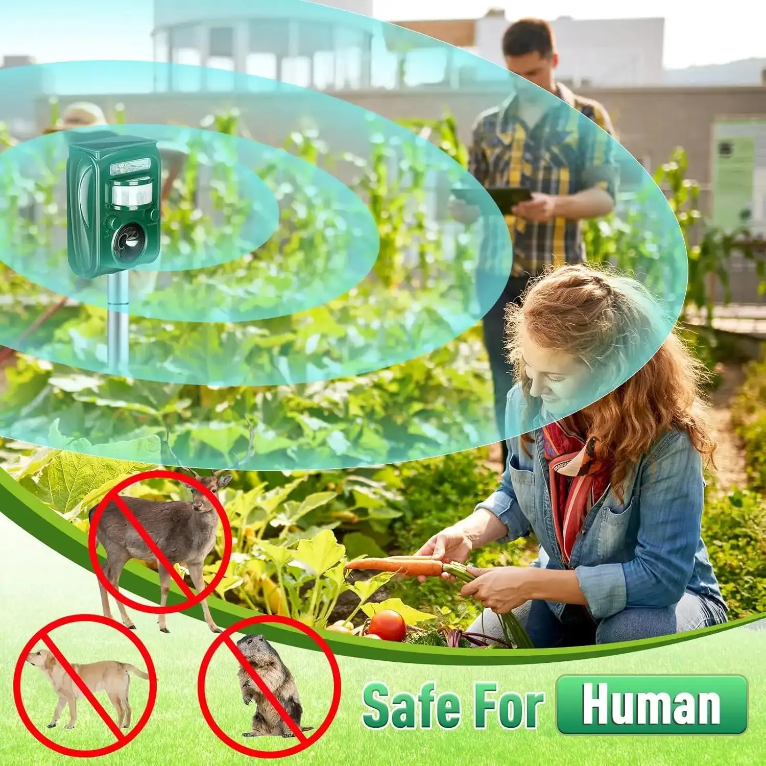 Highly Efficient Solar Ultrasonic Animal Repeller - With 5 Frequencies, Repels Moles, Squirrels, Deer, Snakes, Cats, Dogs, Raccoons, Skunks, Foxes, Birds