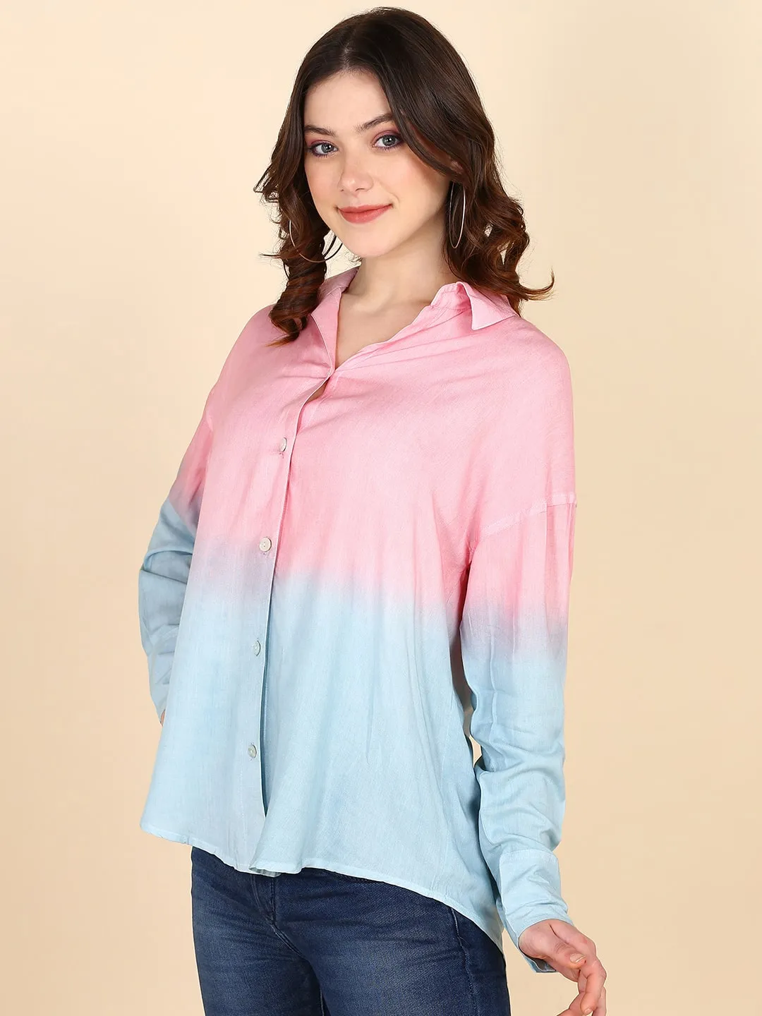 Pink Hand Dyed Mother Daughter Shirt Dress Combo