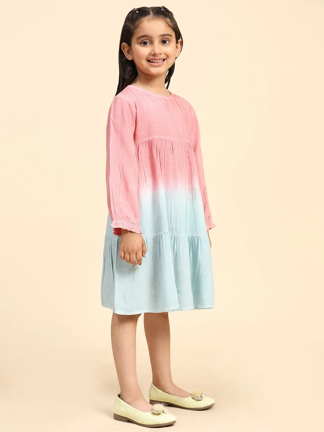 Pink Hand Dyed Mother Daughter Shirt Dress Combo