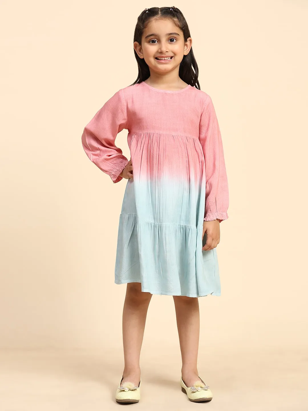 Pink Hand Dyed Mother Daughter Shirt Dress Combo