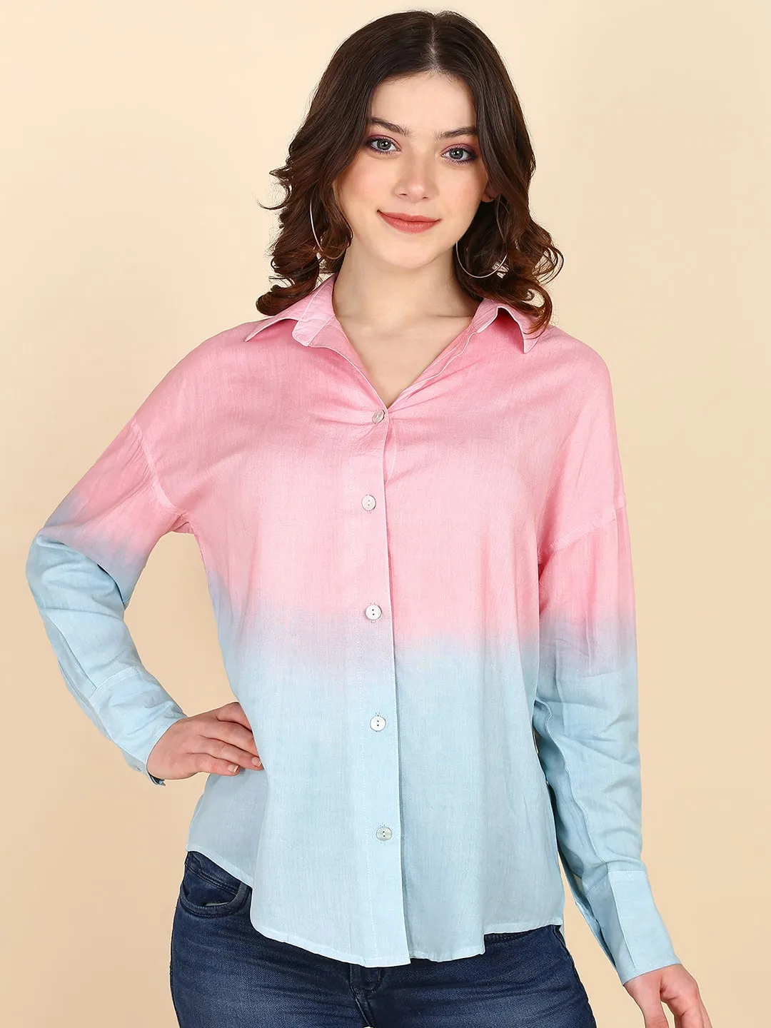 Pink Hand Dyed Mother Daughter Shirt Dress Combo