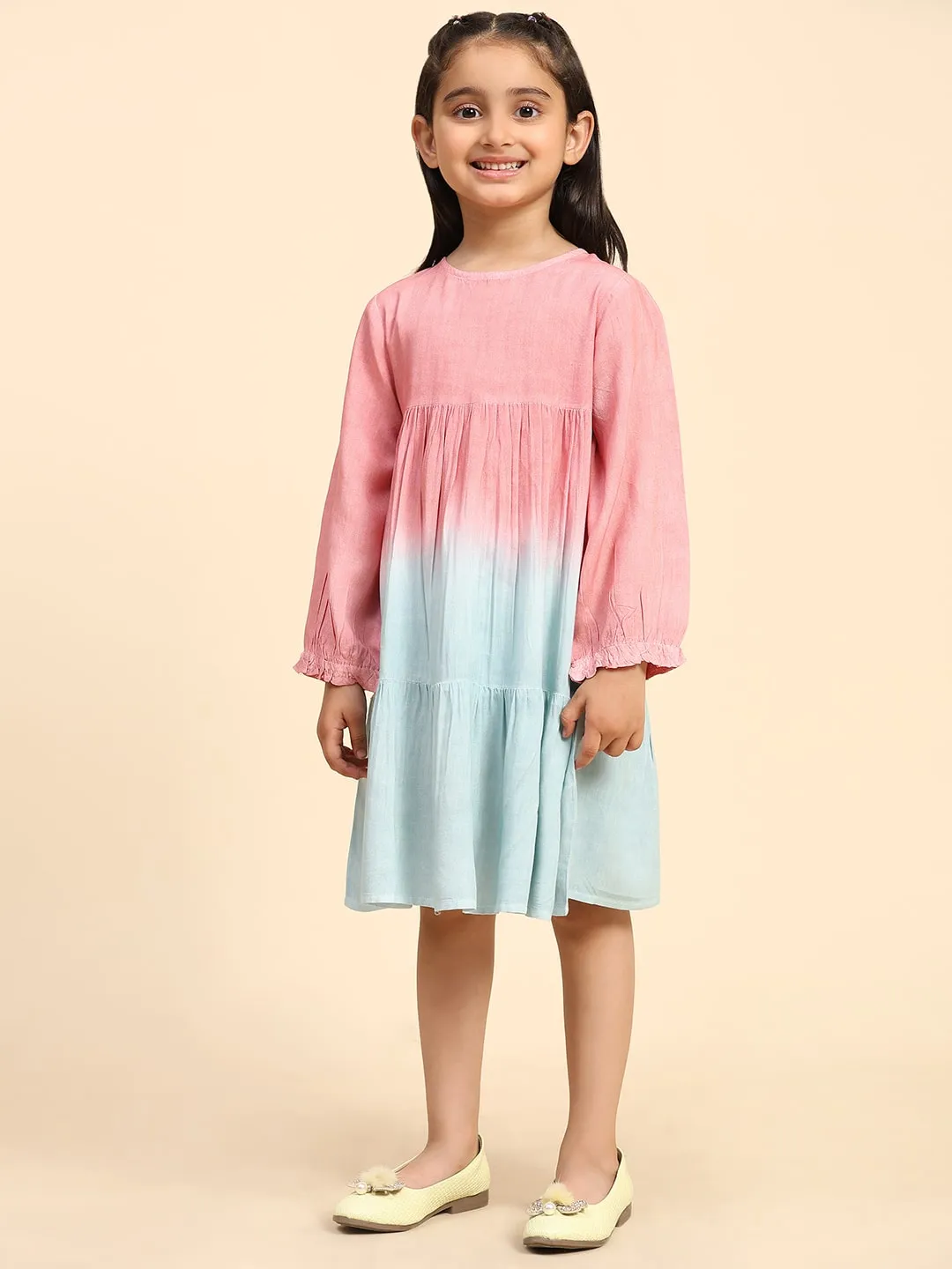 Pink Hand Dyed Mother Daughter Shirt Dress Combo
