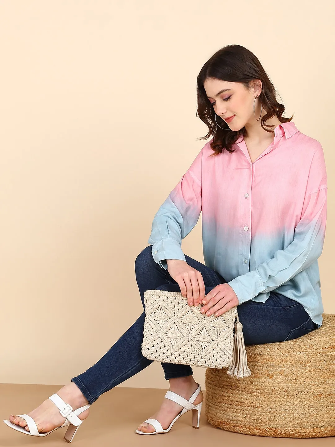 Pink Hand Dyed Mother Daughter Shirt Dress Combo