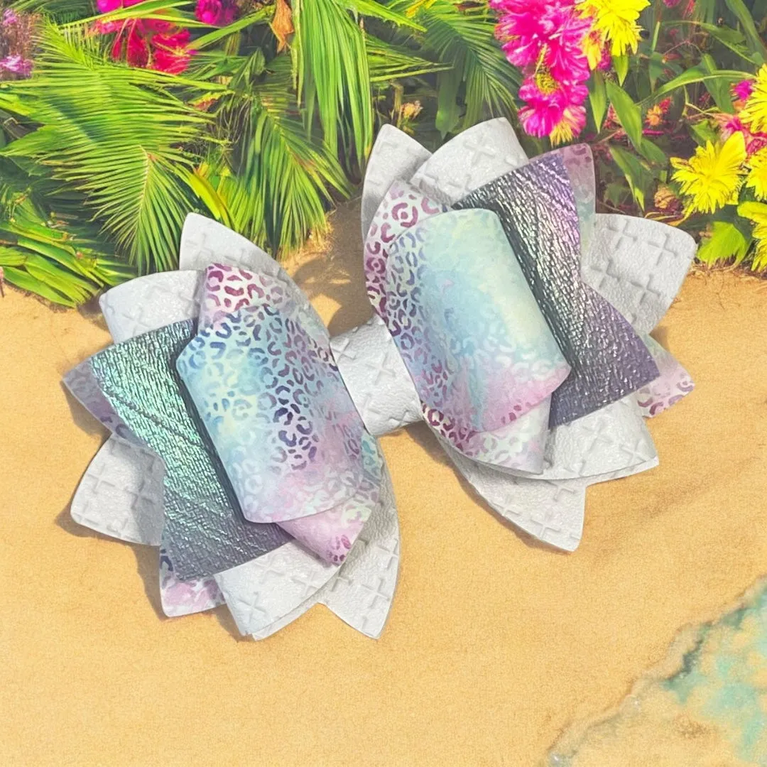 Tropical Pastel Leopard Bow